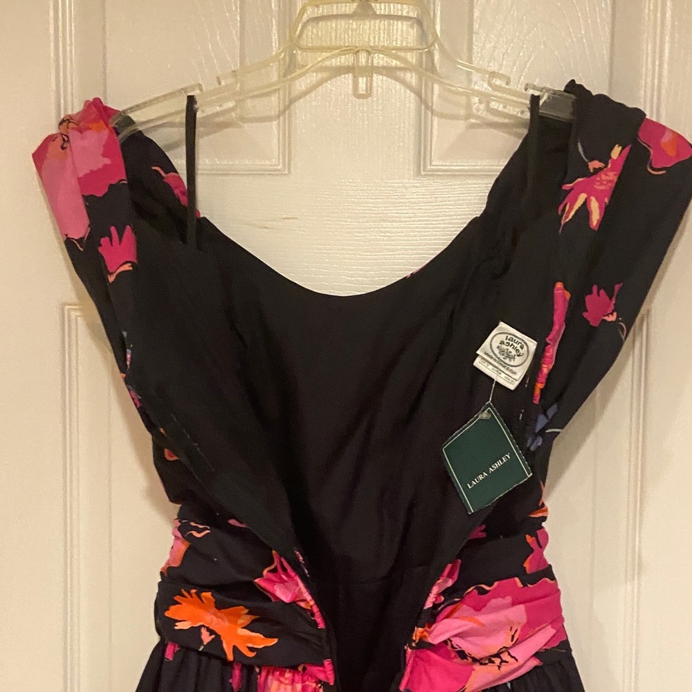 Vintage Laura Ashley Dress - Pink and Black Floral NWT - Picture 9 of 16